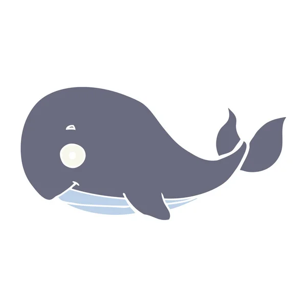 Egale Kleur Stijl Cartoon Walvis — Stockvector