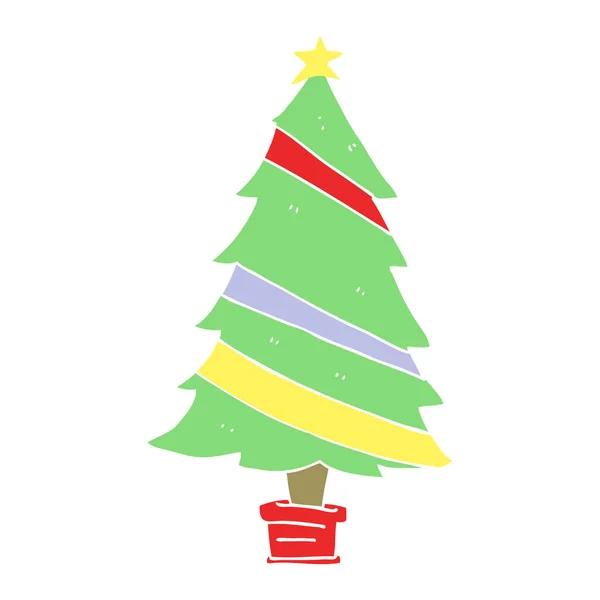 Árbol Navidad Dibujos Animados Estilo Color Plano — Archivo Imágenes Vectoriales