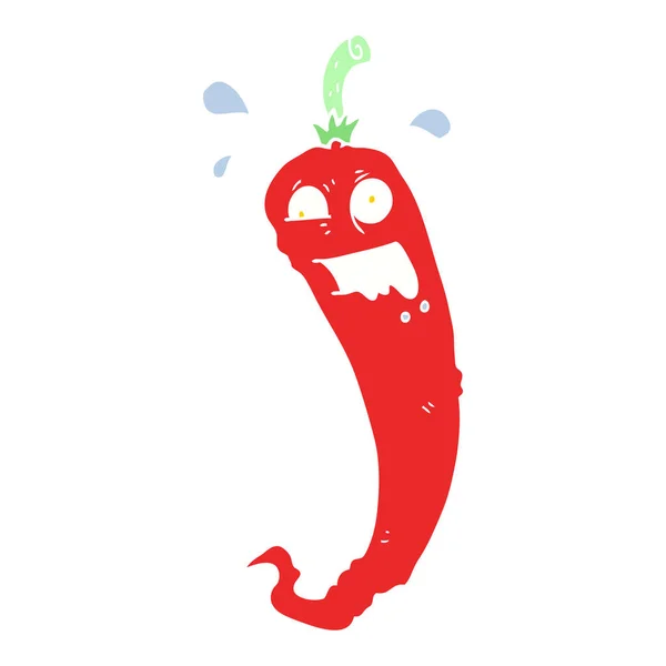 Hot Chilli Pepper Flat Color Illustration — Stock Vector