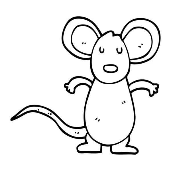 Lijntekening Cartoon Muis Rat — Stockvector