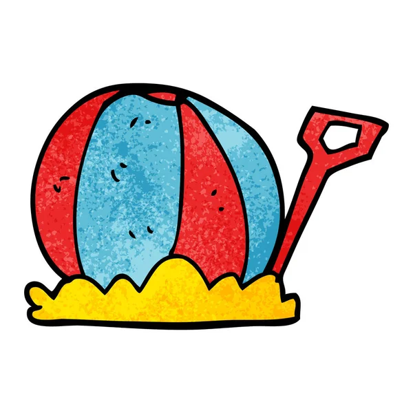 卡通涂鸦 Beachball 和铁锹 — 图库矢量图片