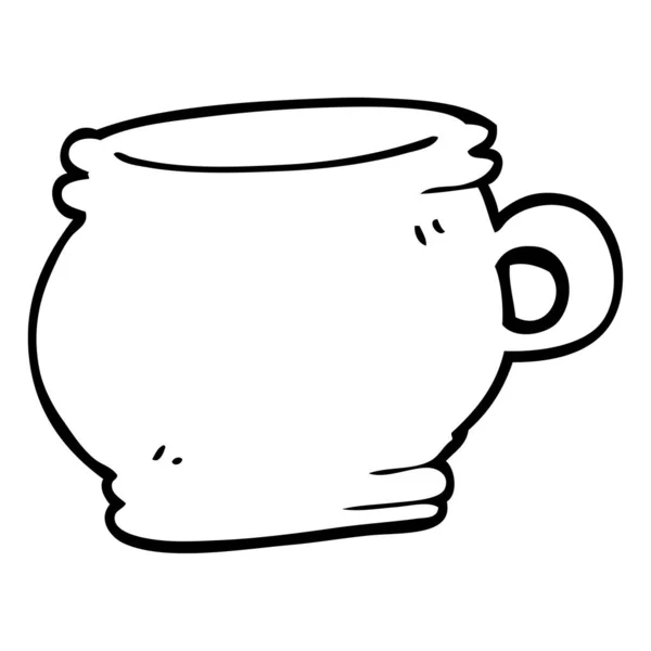 Dessin Ligne Tasse Dessin Animé — Image vectorielle