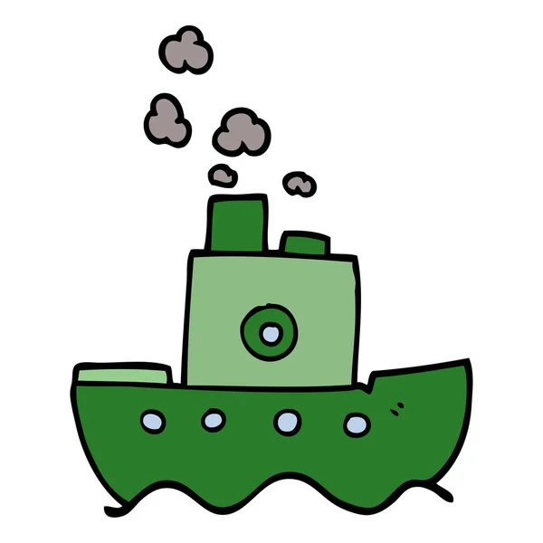 Desenho Animado Doodle Navio Vetor Ilustração — Vetor de Stock