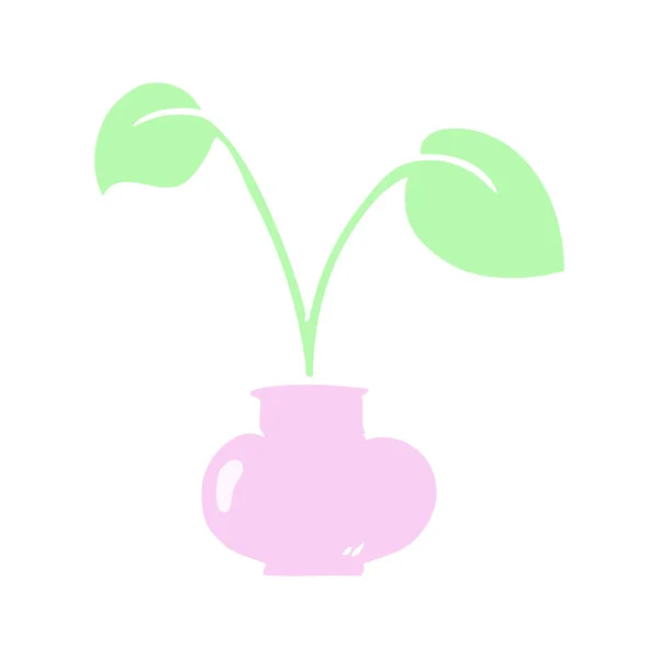 Planta Casa Dibujos Animados Color Plano Estilo — Vector de stock