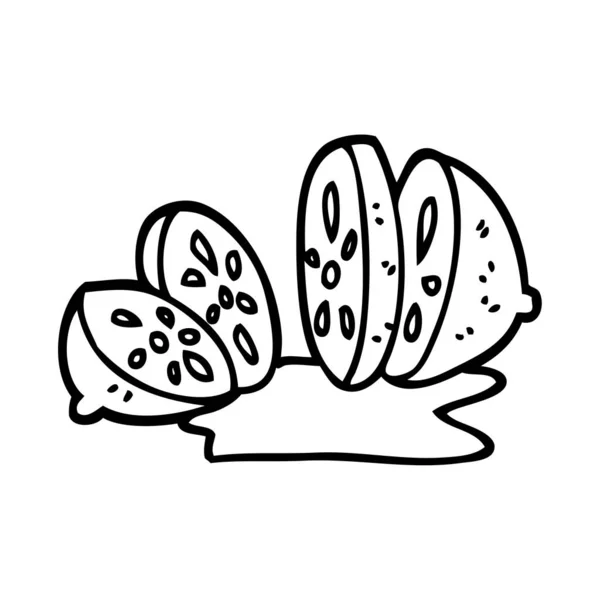 Line Drawing Cartoon Citrus Fruit — Stock Vector