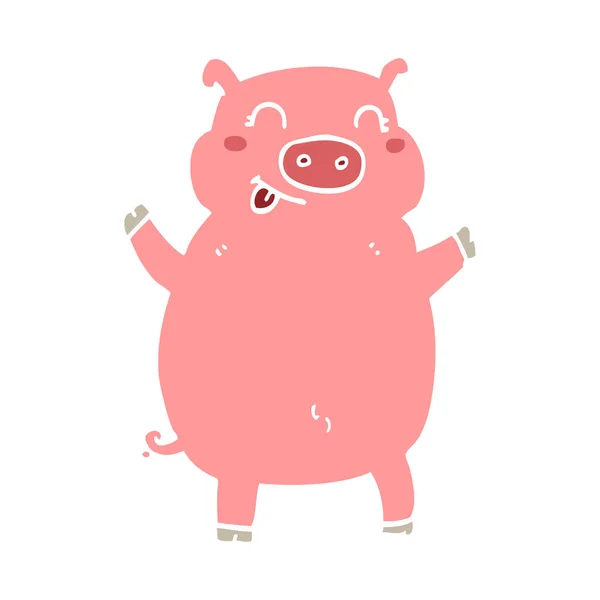 Flache Farbe Stil Cartoon Schwein — Stockvektor