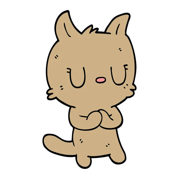 Desenho Animado Doodle Gato Feliz —  Vetores de Stock