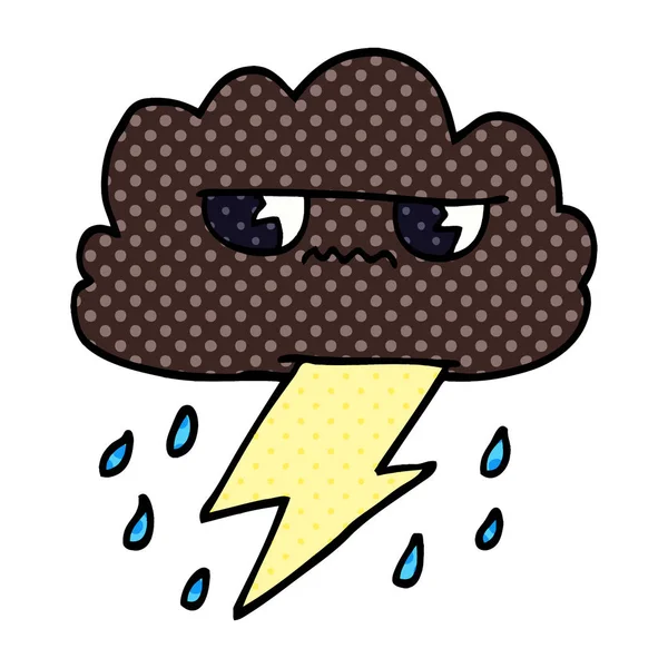 Cartoon Doodle Donnerwetter Wolke — Stockvektor