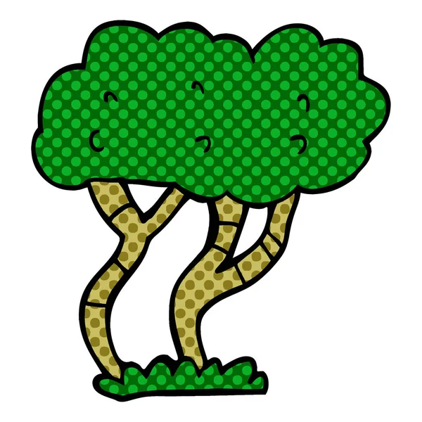 Cartoon Doodle Tree Isolado Fundo Branco — Vetor de Stock