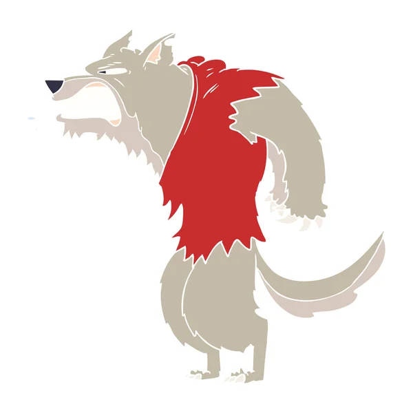 Wütend Werwolf Flache Farbe Stil Cartoon — Stockvektor