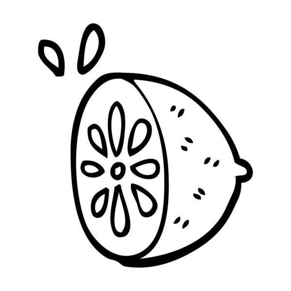 Lijntekening Cartoon Kalk Fruit — Stockvector