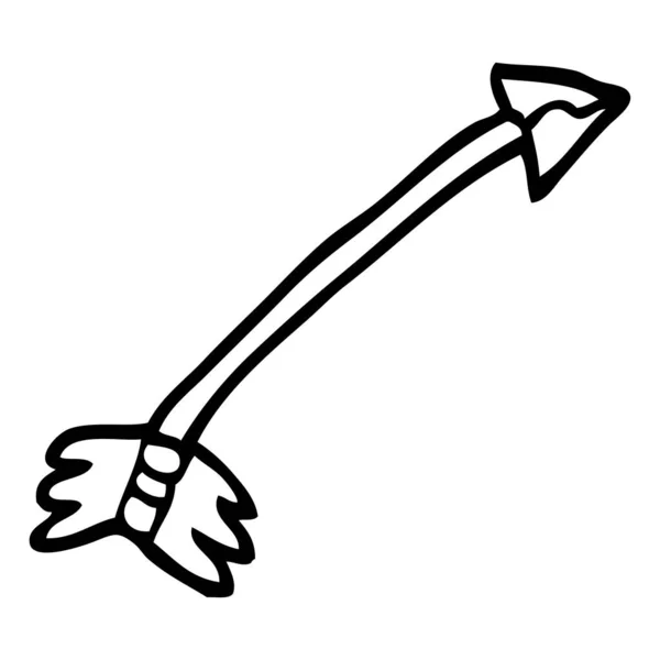 Line Drawing Cartoon Flying Arrow — Stock Vector