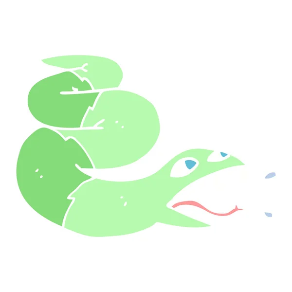 Flat Color Illustration Cartoon Hissing Snake — Stock Vector