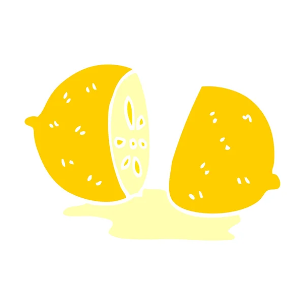 Desenho Animado Doodle Limão Fatiado — Vetor de Stock