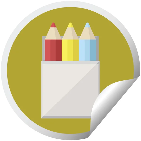 Pack Coloring Pencils Graphic Vector Illustration Circular Sticker — Stock Vector
