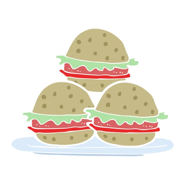 Illustrazione Colori Piatta Piatto Hamburger — Vettoriale Stock