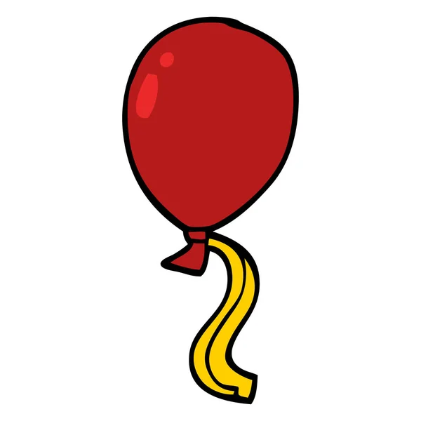 Fumetto Doodle Palloncino Rosso — Vettoriale Stock