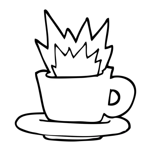 Černé Bílé Kreslené Šálek Kávy — Stockový vektor