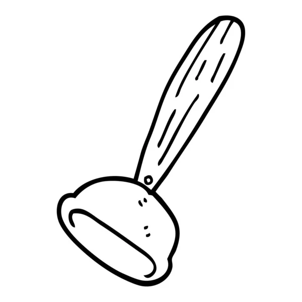 Γραμμικό Σχέδιο Καρτούν Έμβολο Τουαλέτα — Διανυσματικό Αρχείο