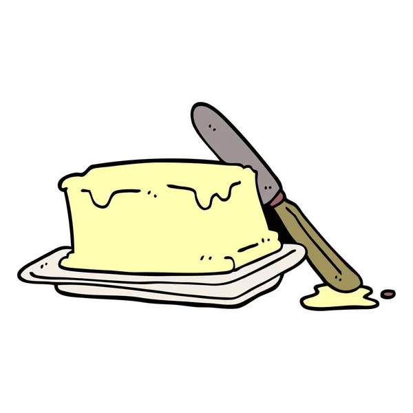 Manteiga Doodle Desenhos Animados Faca —  Vetores de Stock