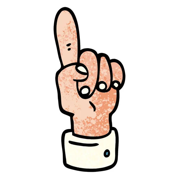 Grunge Texturierte Illustration Cartoon Zeigende Hand — Stockvektor
