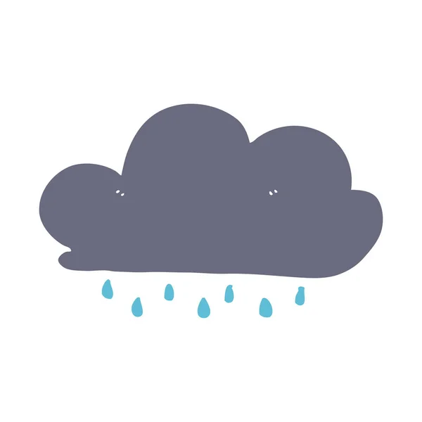 Piatto Colore Stile Cartone Animato Pioggia Nuvola — Vettoriale Stock