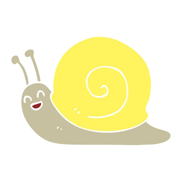 Flat Color Style Cartoon Snail — Stock Vector