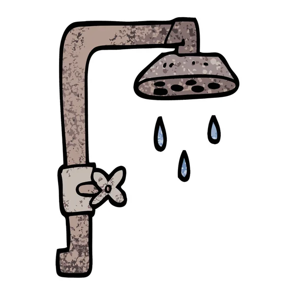 Grunge Texturou Ilustrace Kreslené Sprchová Hlavice — Stockový vektor