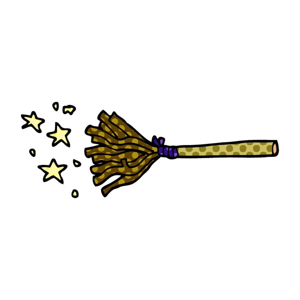 Kreskówka Doodle Magic Broom — Wektor stockowy