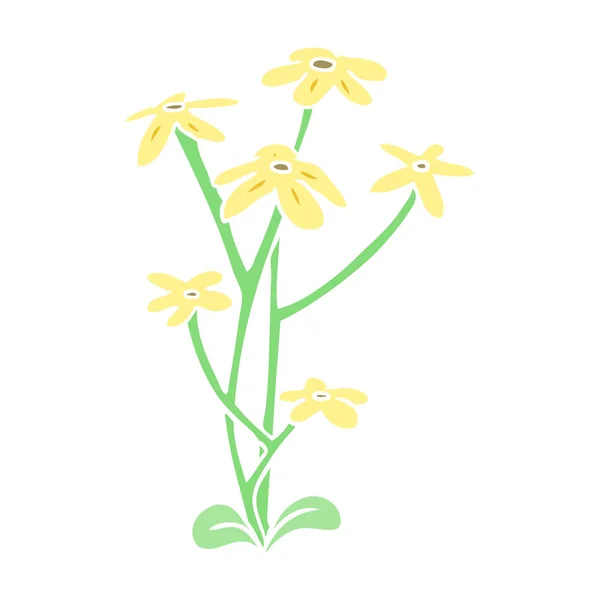 Plat Couleur Style Dessin Animé Fleur — Image vectorielle
