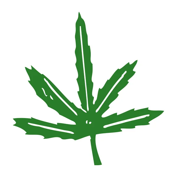 Dessin Animé Doodle Feuille Marijuana — Image vectorielle