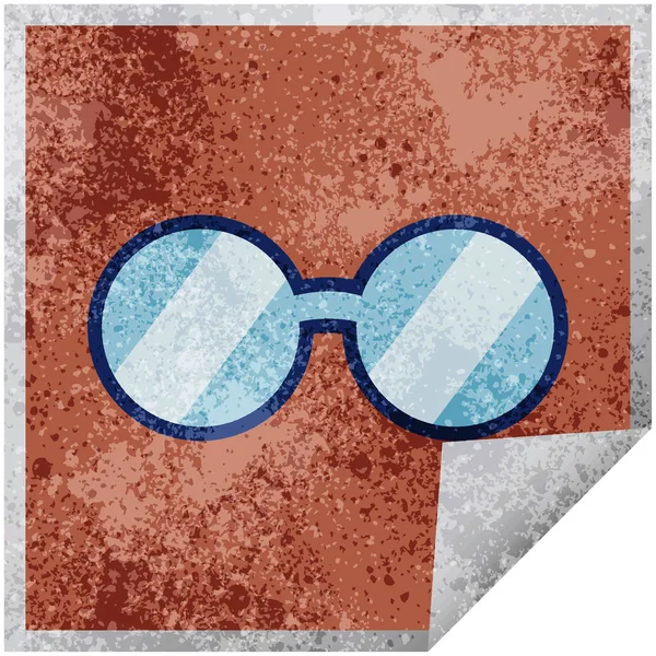 Spectacles Graphic Vector Illustration Square Sticker — Stock Vector