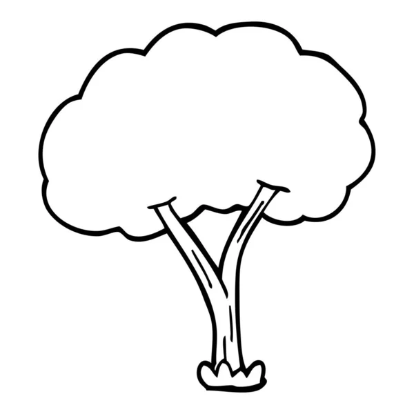 Line Drawing Cartoon Blooming Tree — Stock Vector