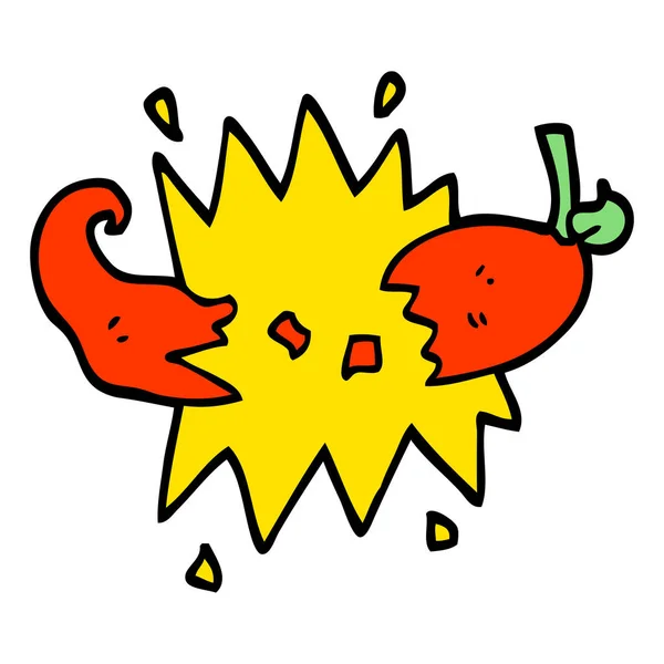 Handgezeichneter Doodle Stil Cartoon Red Hot Chili — Stockvektor