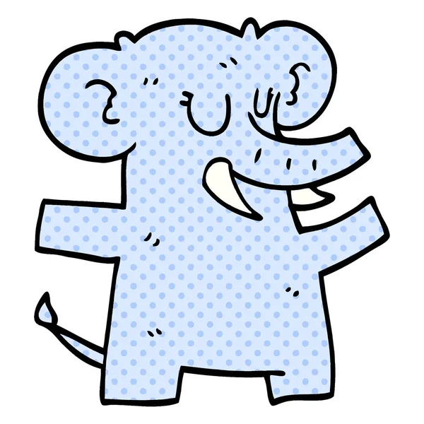 Dessin Animé Doodle Éléphant Danse — Image vectorielle