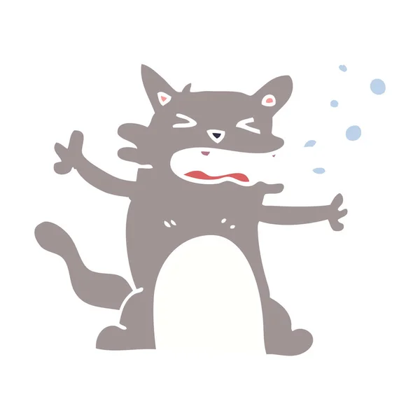 Dibujos Animados Garabato Hipo Gato — Vector de stock