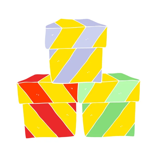 Ilustración Color Plano Cajas Regalo — Vector de stock