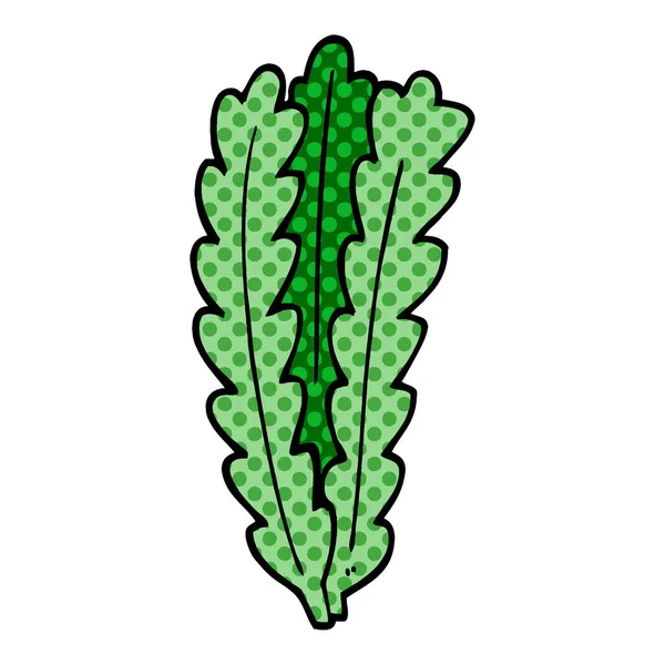 Desenho Animado Doodle Folhas Verdes — Vetor de Stock