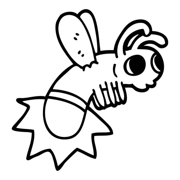 Line Drawing Cartoon Glow Bug — Stock Vector