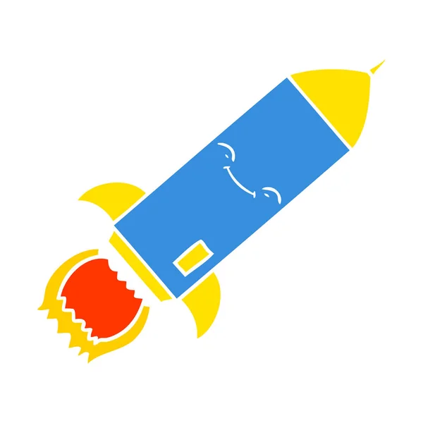 Plochý Barevný Styl Kreslený Raketa — Stockový vektor