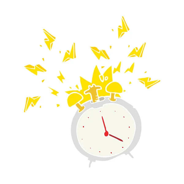 Flat Color Illustration Ringing Alarm Clock — Stock Vector