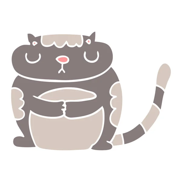 Niedlich Flache Farbe Stil Cartoon Cat — Stockvektor