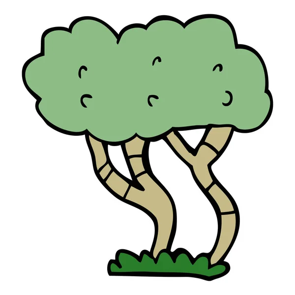 Árbol Garabatos Dibujos Animados Aislado Sobre Fondo Blanco — Vector de stock