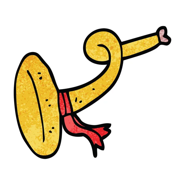 Cartoon Doodle Böjda Horn Instrument — Stock vektor