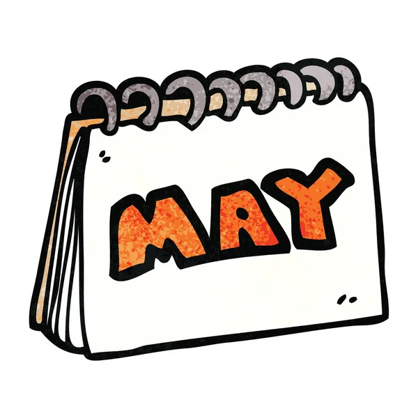Dibujos Animados Doodle Calendario Mostrando Mes Mayo — Vector de stock