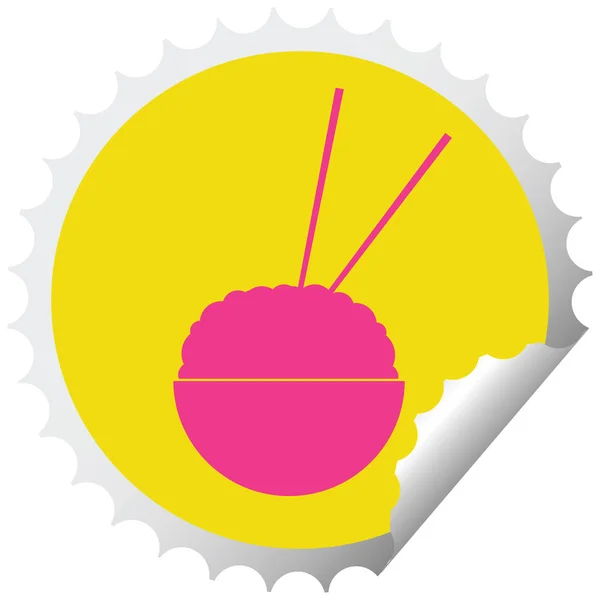 Bol Riz Circulaire Peeling Autocollant Vectoriel Illustration — Image vectorielle