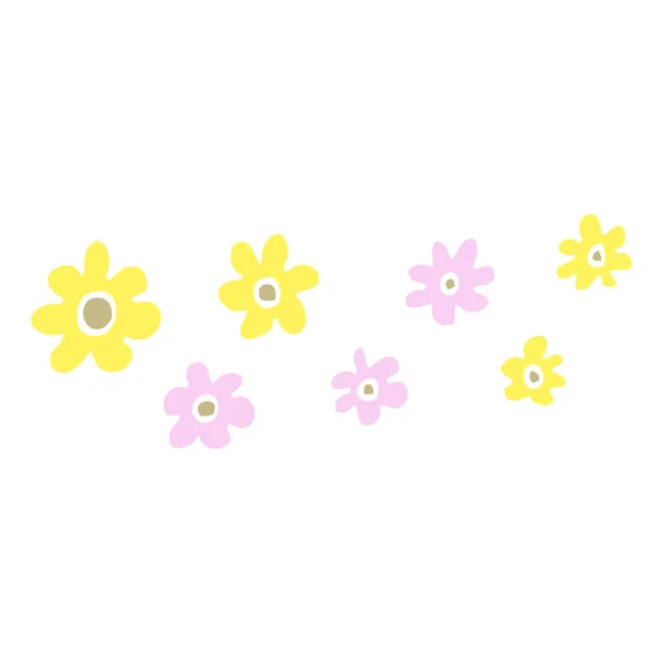Flat Color Illustration Cartoon Decorative Flowers — Stock Vector