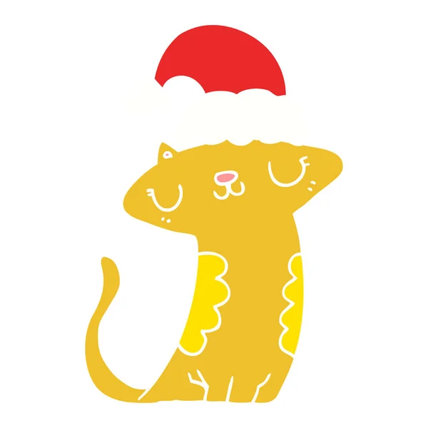귀여운 스타일 고양이 크리스마스 모자를 — 스톡 벡터