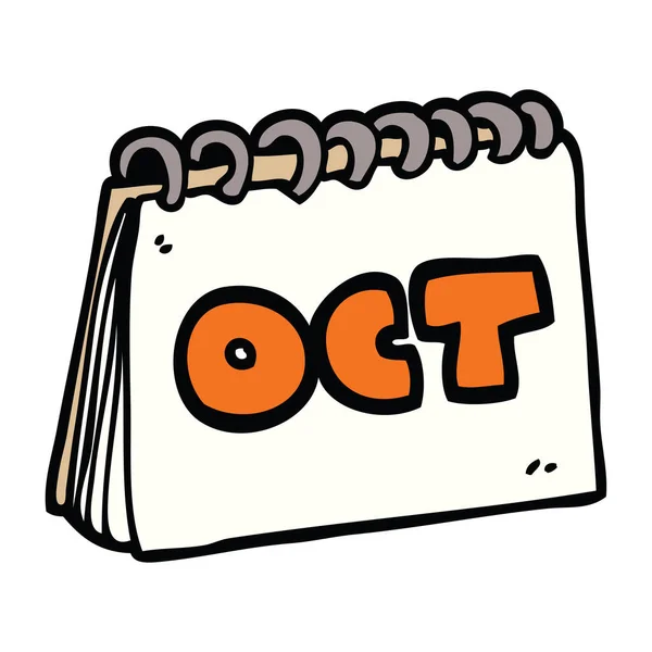 Cartoon Doodle Kalender Zeigt Monat Oktober — Stockvektor