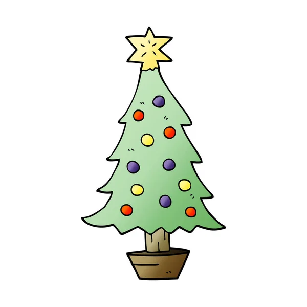 Dibujos Animados Garabato Árbol Navidad — Vector de stock